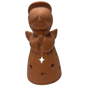 Christmas Around the World Terracotta Angel Candle Holder Star Cutouts Holiday